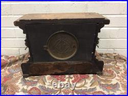 ANTIQUE VTG SETH THOMAS BURL WOOD VENEER MANTLE CLOCK BRASS ACCENTS WithKEY ANTIQUE VTG SETH THOMAS BURL WOOD VENEER MANTLE CLOCK BRASS ACCENTS WithKEY