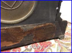 ANTIQUE VTG SETH THOMAS BURL WOOD VENEER MANTLE CLOCK BRASS ACCENTS WithKEY ANTIQUE VTG SETH THOMAS BURL WOOD VENEER MANTLE CLOCK BRASS ACCENTS WithKEY