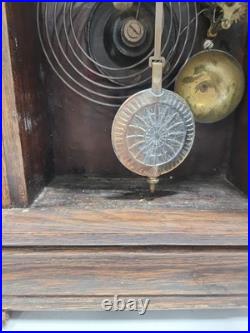 ANTIQUE VTG SETH THOMAS WOOD MANTLE CLOCK WORKS HAS KEY With Sun Pendent ANTIQUE VTG SETH THOMAS WOOD MANTLE CLOCK WORKS HAS KEY With Sun Pendent