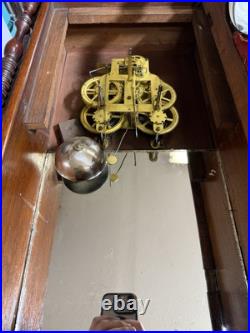 A Seth Thomas, Victorian Walnut and Parquetry Wall Clock Stunning Running Great