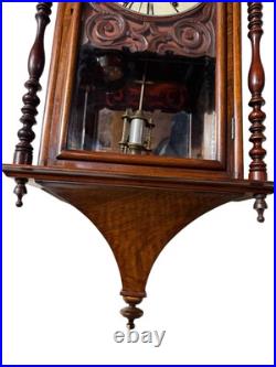 A Seth Thomas, Victorian Walnut and Parquetry Wall Clock Stunning Running Great