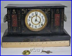 Ansonia Rams Head Large Metal Mantle Clock En Welch Waterbury Seth Thomas 1882