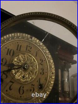 Antiq Seth Thomas Adamantine Mantle Clock Red Faux Marble 1880 Read Description