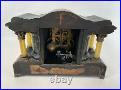 Antique 17 Seth Thomas Adamantine Black Wood Mechanical Claw Foot Mantel Clock