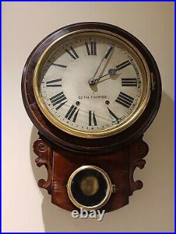 Antique 1800's SETH THOMAS Brighton Round Top Time/Strike Regulator Wall Clock