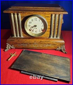 Antique 1800's SETH THOMAS Victorian Brown Adamantine Wood Grain Mantel Clock
