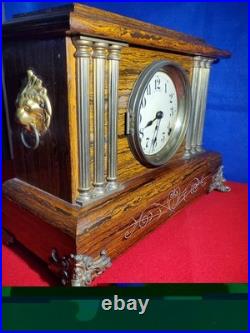 Antique 1800's SETH THOMAS Victorian Brown Adamantine Wood Grain Mantel Clock