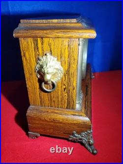 Antique 1800's SETH THOMAS Victorian Brown Adamantine Wood Grain Mantel Clock