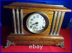 Antique 1800's SETH THOMAS Victorian Brown Adamantine Wood Grain Mantel Clock