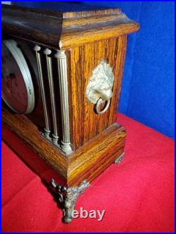 Antique 1800's SETH THOMAS Victorian Brown Adamantine Wood Grain Mantel Clock