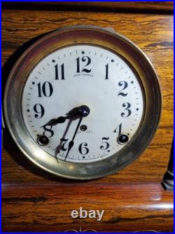 Antique 1800's SETH THOMAS Victorian Brown Adamantine Wood Grain Mantel Clock