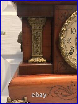 Antique 1800's Seth Thomas Adamantine 295A Chime Bell 8 Day Cherry Wood Clock