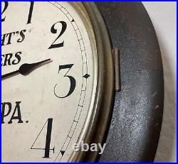Antique 1800's Seth Thomas Jewelers wooden veneer wood advertisement wall clock Antique 1800's Seth Thomas Jewelers wooden veneer wood advertisement wall clock