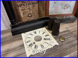 Antique 1800s Seth THOMAS Weight Driven Wooden COLUMN Clock PENDULUM MACHANICAL