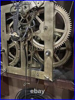 Antique 1800s Seth THOMAS Weight Driven Wooden COLUMN Clock PENDULUM MACHANICAL
