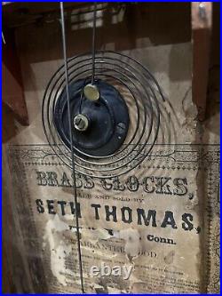 Antique 1800s Seth THOMAS Weight Driven Wooden COLUMN Clock PENDULUM MACHANICAL