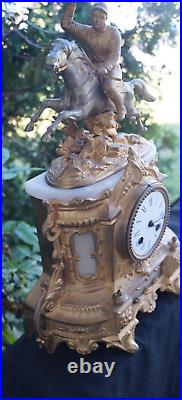 Antique 1860s French Japy Freres Figural Marble Mantle Clock RUNS VIDEO