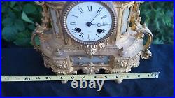 Antique 1860s French Japy Freres Figural Marble Mantle Clock RUNS VIDEO