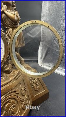 Antique 1870S Seth Thomas And Sons Angel And Child Ornate Gilded Clock Withkey