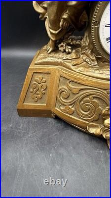 Antique 1870S Seth Thomas And Sons Angel And Child Ornate Gilded Clock Withkey