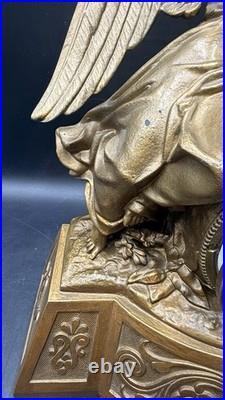 Antique 1870S Seth Thomas And Sons Angel And Child Ornate Gilded Clock Withkey