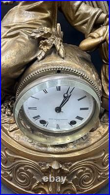 Antique 1870S Seth Thomas And Sons Angel And Child Ornate Gilded Clock Withkey