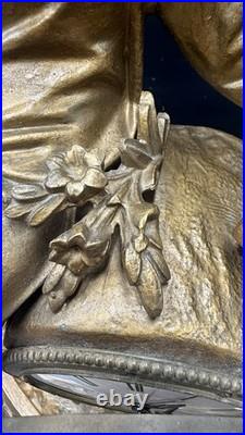 Antique 1870S Seth Thomas And Sons Angel And Child Ornate Gilded Clock Withkey