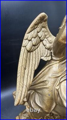 Antique 1870S Seth Thomas And Sons Angel And Child Ornate Gilded Clock Withkey