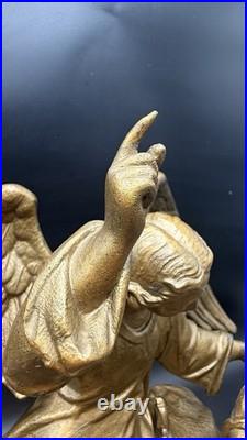 Antique 1870S Seth Thomas And Sons Angel And Child Ornate Gilded Clock Withkey