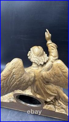 Antique 1870S Seth Thomas And Sons Angel And Child Ornate Gilded Clock Withkey