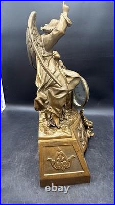 Antique 1870S Seth Thomas And Sons Angel And Child Ornate Gilded Clock Withkey