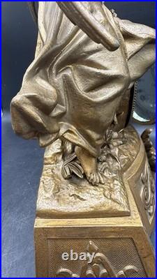 Antique 1870S Seth Thomas And Sons Angel And Child Ornate Gilded Clock Withkey