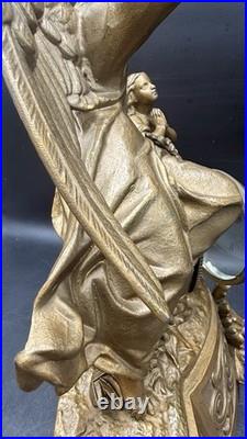 Antique 1870S Seth Thomas And Sons Angel And Child Ornate Gilded Clock Withkey
