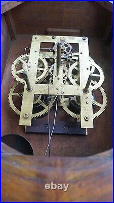 Antique 1870s 80s E. N. WELCH Mahogany Regulator Long Drop Wall Clock UNUSUAL