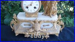 Antique 1870s French Figural ONYX Mantle Clock RUNS VIDEO ORIGINAL