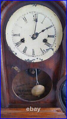 Antique 1870s New Haven VENETIAN Figure 8 Mantle Clock VIDEO RUNS ORIGINAL