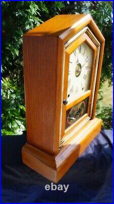 Antique 1870s Seth Thomas Steeple Cottage Pendulum Mantle Clock PAINTED DOOR