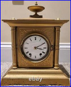 Antique 1872 Seth Thomas & Sons No. 4 Tucker Bronze Cast Metal Mantel Shelf Clock