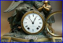 Antique 1875 Seth Thomas Clock Titled Guardian Angel Metal Original & Working