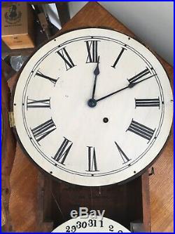 Antique 1875 Seth Thomas Office Calendar Dual Dial Wall Clock