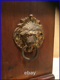 Antique 1880 Patent Seth Thomas Admantine Lion Head Mantle Clock WithBrass Accents