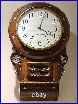 Antique 1880 SETH THOMAS Victorian Round Top Anglo American Regulator Wall Clock