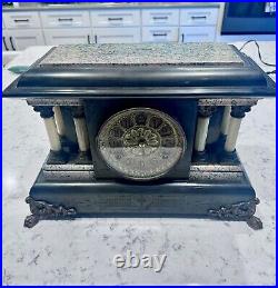 Antique 1880 Seth Thomas Adamantine Green Marble 4 Column Clock Nice Condition