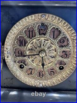 Antique 1880 Seth Thomas Adamantine Green Marble 4 Column Clock Nice Condition