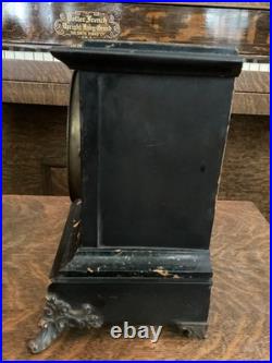 Antique 1880 Seth Thomas Adamantine Mantel Clock Black Marble Finish Victorian