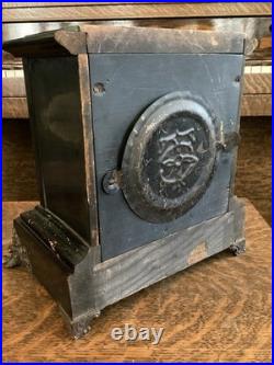 Antique 1880 Seth Thomas Adamantine Mantel Clock Black Marble Finish Victorian