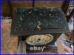 Antique 1880 Seth Thomas Adamantine Mantel Clock Black Marble Finish Victorian