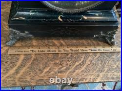 Antique 1880 Seth Thomas Adamantine Mantel Clock Black Marble Finish Victorian