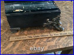 Antique 1880 Seth Thomas Adamantine Mantel Clock Black Marble Finish Victorian