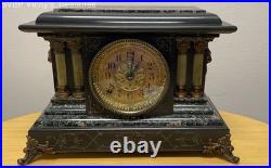 Antique 1880 Seth Thomas Adamantine Mantel Clock with Key & Label